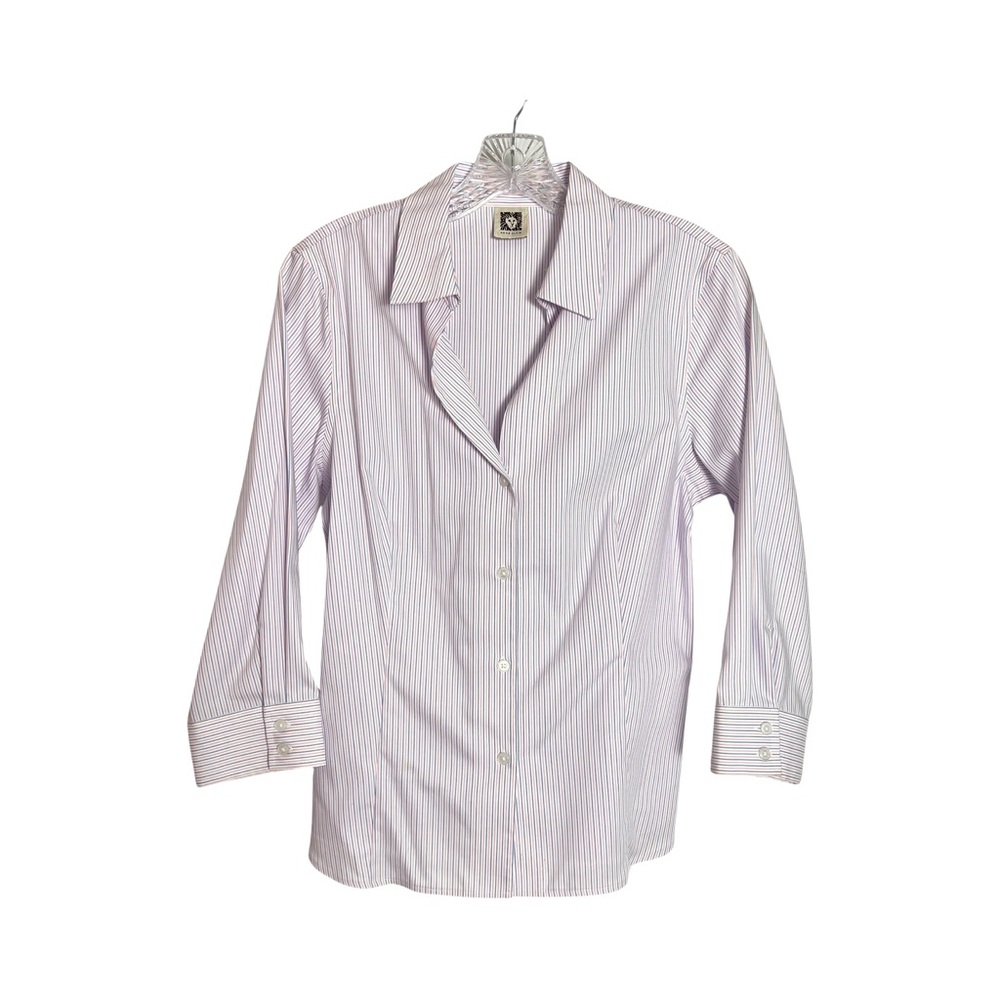 Anne Klein 3/4 Sleeve Button Down Shirt Size M  - Fitted - No iron - 100% cotton